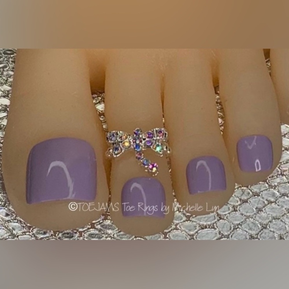 Bride’s Day Iridescent Crystal Dragonfly Toe Ring Stretch Elastic Toe Ring